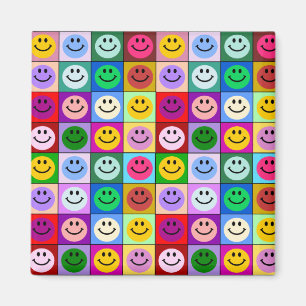 Rainbow face squares magnet