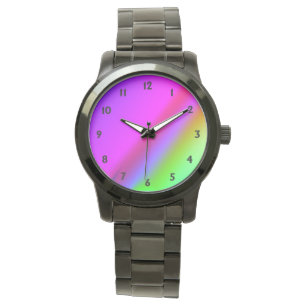 Rainbow Face with Black Numbers Watch