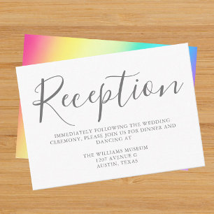 Rainbow Fade Simple Chic Typography Reception Enclosure Card