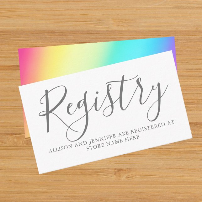 Rainbow Fade Simple Chic Wedding Registry Enclosure Card (Creator Uploaded)