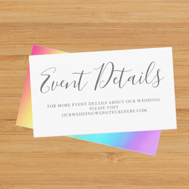 Rainbow Fade Simple Gay Wedding LGBT Event Details Enclosure Card (Creator Uploaded)