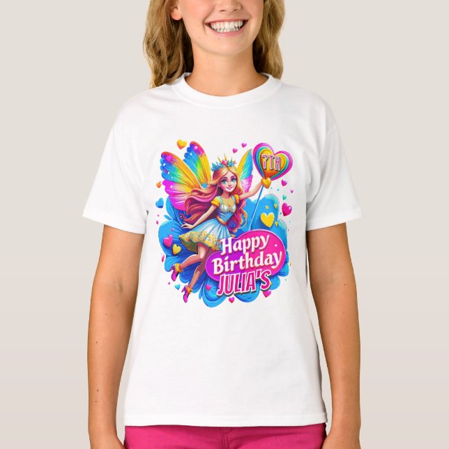 Rainbow Fairy Birthday Celebration, Birthday gift T-Shirt (Front)