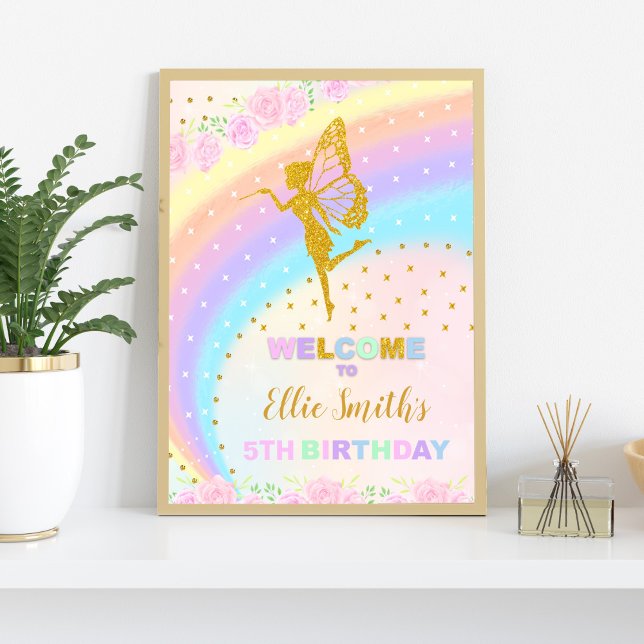 Rainbow Fairy Birthday Welcome Sign (Rainbow Fairy Birthday Welcome Signs)