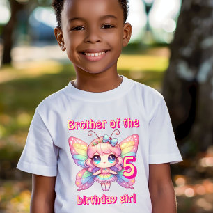 Rainbow fairy butterfly brother of birthday girl T-Shirt