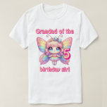 Rainbow fairy butterfly Grandad of birthday girl T-Shirt<br><div class="desc">Colourful kawaii fairy pink butterfly birthday</div>