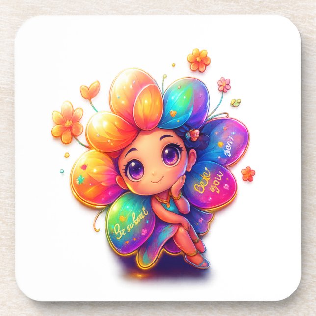 Rainbow Fairy Coaster – Cute Motivational Art for  (Front)