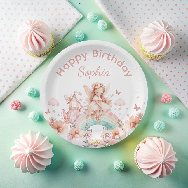 Rainbow Fairy Girl Magic Teapot Birthday Paper Plate (Creator Uploaded)