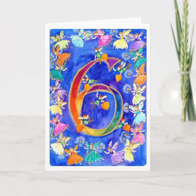 Rainbow Fairy Happy Sixth Birthday Card (Front)