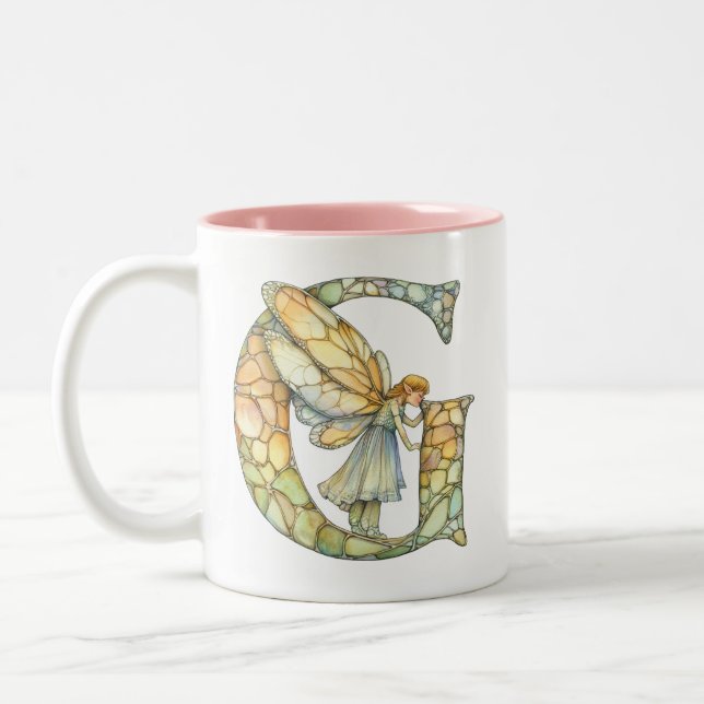 Rainbow Fairy Initial 'G'  Two-Tone Coffee Mug (Left)