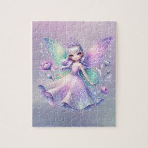 Rainbow Fairy Princess With Peony Floral Girl’s Jigsaw Puzzle