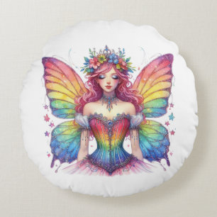 rainbow fairy round cushion