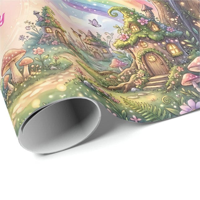 Rainbow Fairyland Magic Birthday  Wrapping Paper (Roll Corner)