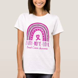 Rainbow Faith Hope Love Breast Cancer Awareness T-Shirt