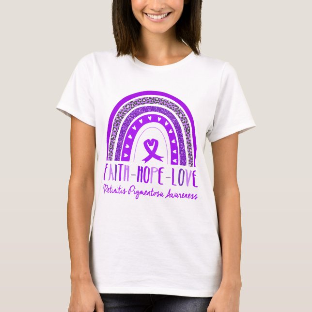 Rainbow Faith Hope Love Retinitis Pigmentosa  T-Shirt (Front)