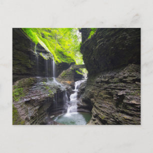 Rainbow Falls & cascade, Watkins Glen, New Yor Postcard