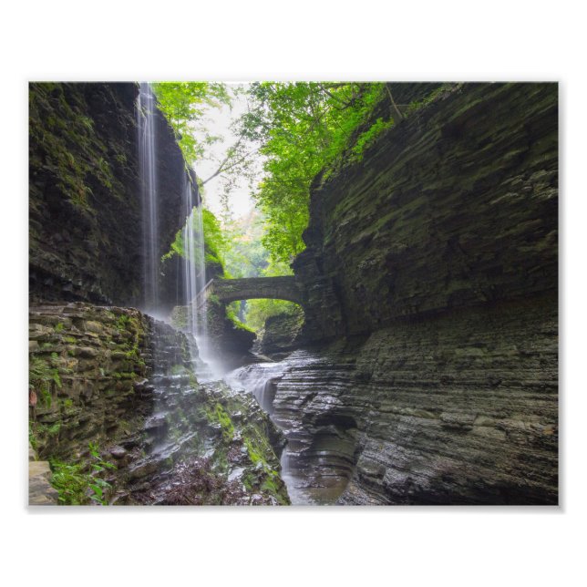 Rainbow Falls & cascade, Watkins Glen, New York Photo Print (Front)
