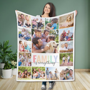Rainbow Family is Everything 15 Photo Fleece Blanket