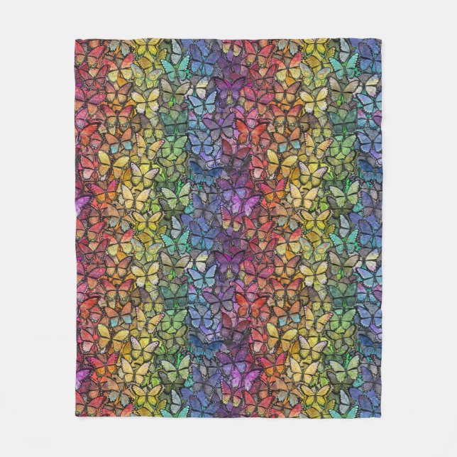 rainbow fantasy butterflies fleece blanket (Front)