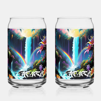 Rainbow Fantasy Forest Drinkware Set Can Glass