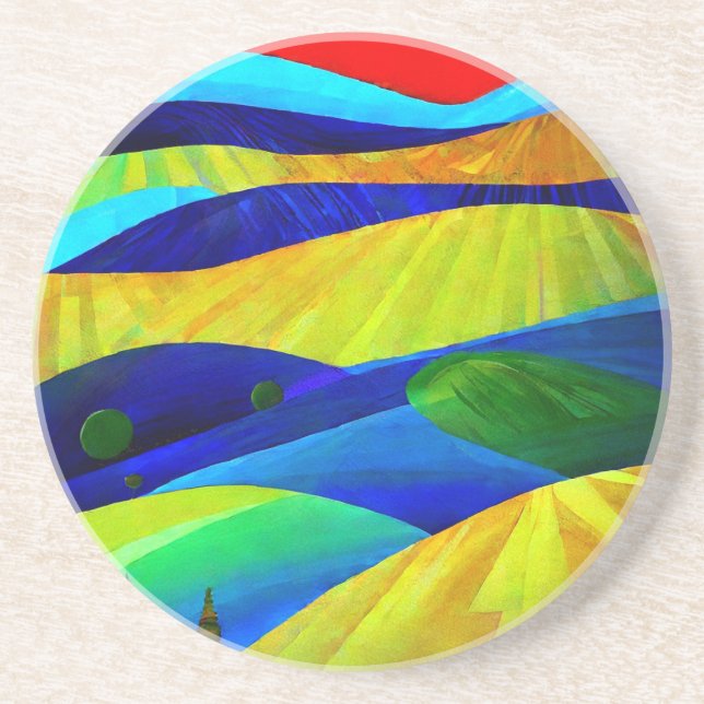 Rainbow Fantasy Hills Landscape Coaster (Front)