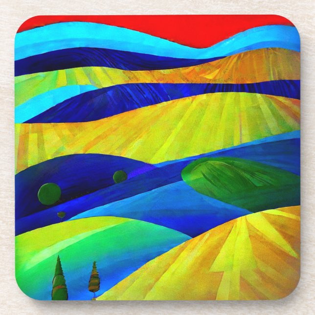 Rainbow Fantasy Hills Landscape Coaster (Front)