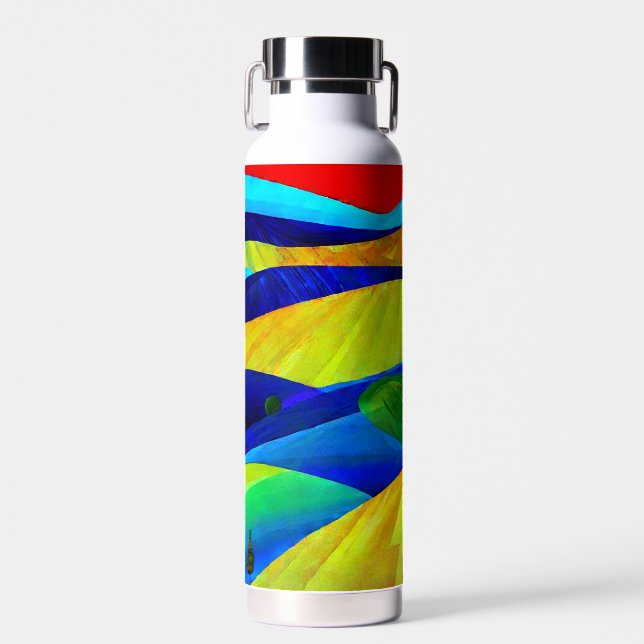 Rainbow Fantasy Hills Landscape Water Bottle (Front)