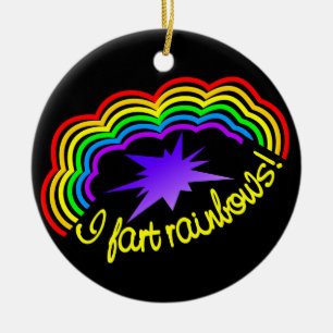 Rainbow Farts ornament, customise Ceramic Ornament