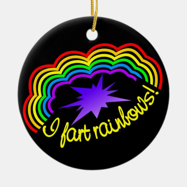 Rainbow Farts ornament, customise Ceramic Ornament (Front)