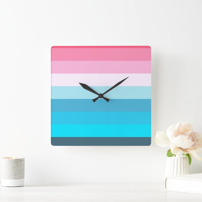 Rainbow Fashion Square Wall Clock (Home)