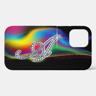 Rainbow Faux-Diamond Monogram iPhone 12 Pro Case