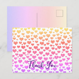 Rainbow Faux Glitter Hearts Bright Colourful Custo Postcard