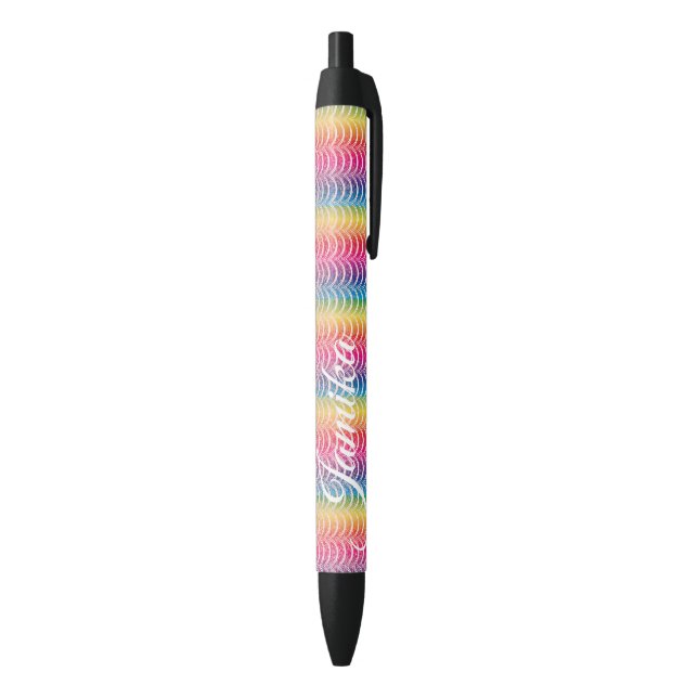 Rainbow Faux Glitter Ombre Name Black Ink Pen (Bottom (Vertical))