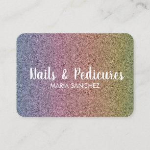 Rainbow Faux Glitter Pattern Nail Hair Business Card