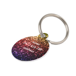 Rainbow faux glitter sparkles Personalise Pet Tag