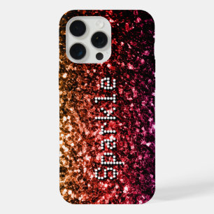 Rainbow faux glitters sparkles Your text iPhone 15 Pro Max Case