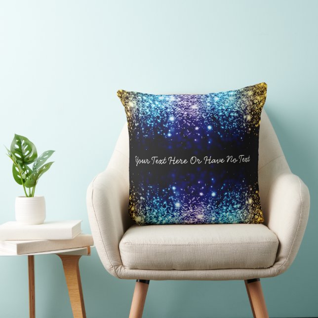 Rainbow Faux Purple Blue Gold Glitter Dripping Cushion (Chair)