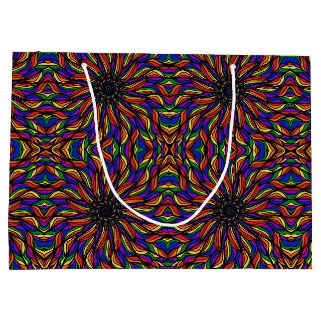 Rainbow Feather Mandala Large Gift Bag (Back)