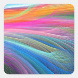 rainbow feather pastel pattern square sticker
