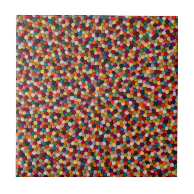 Rainbow Felt Ball Mosaic Rug Ceramic Tile (Front)
