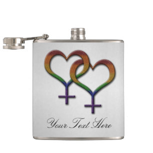 Rainbow Female Gender Symbols Hip Flask