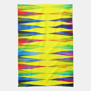 [Rainbow Fiesta] Harlequin Geometric Bright Yellow Tea Towel