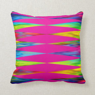 [Rainbow Fiesta] Harlequin Geometric Hot Pink Cushion