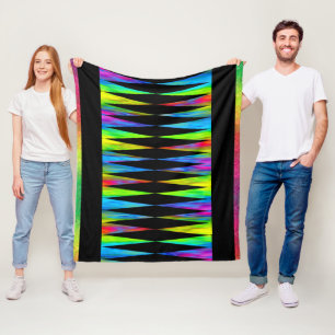 [Rainbow Fiesta] Harlequin Geometric Modern Black Fleece Blanket