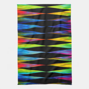 [Rainbow Fiesta] Harlequin Geometric Modern Black Tea Towel