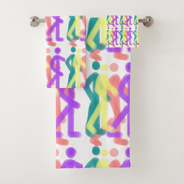 Rainbow Figures Design Bath Towel Set (Insitu)