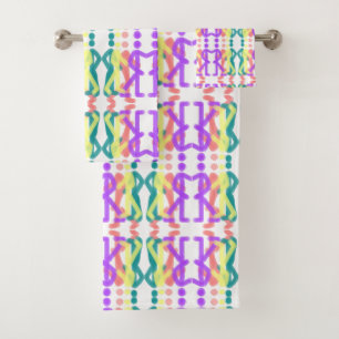 Rainbow Figures Intertwined Design Bath Towel Set