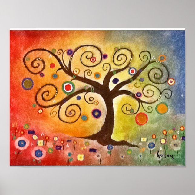 Rainbow Fine Art Tree of Life Painting Poster (Front)