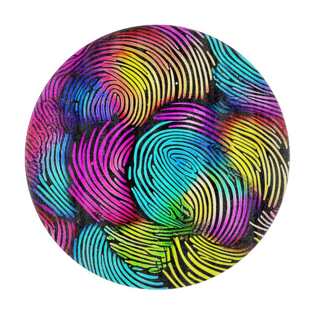 Rainbow Fingerprint Dreams Cutting Board (Front)
