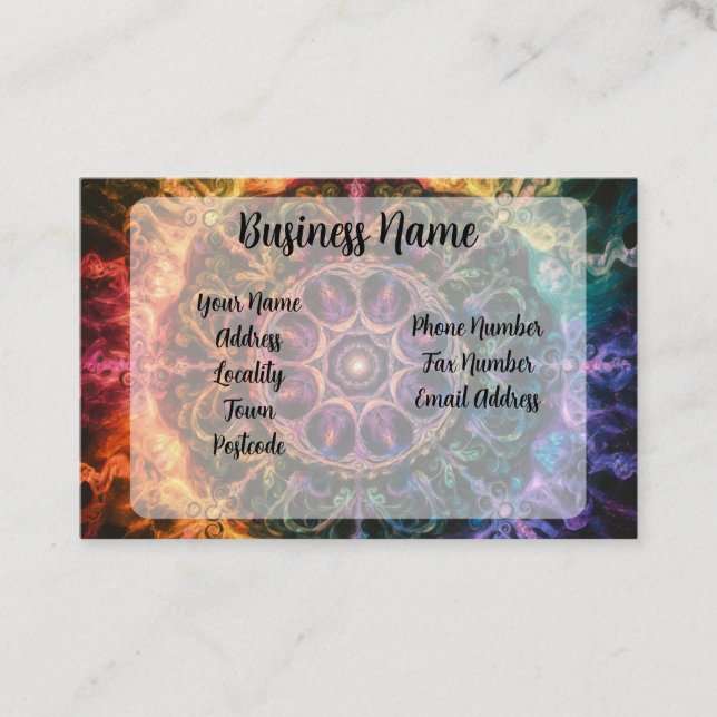 Rainbow Fire Abstract Art Design Business Card (Front)