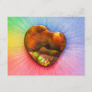 Rainbow Fire Agate with Heart Shape Postcard